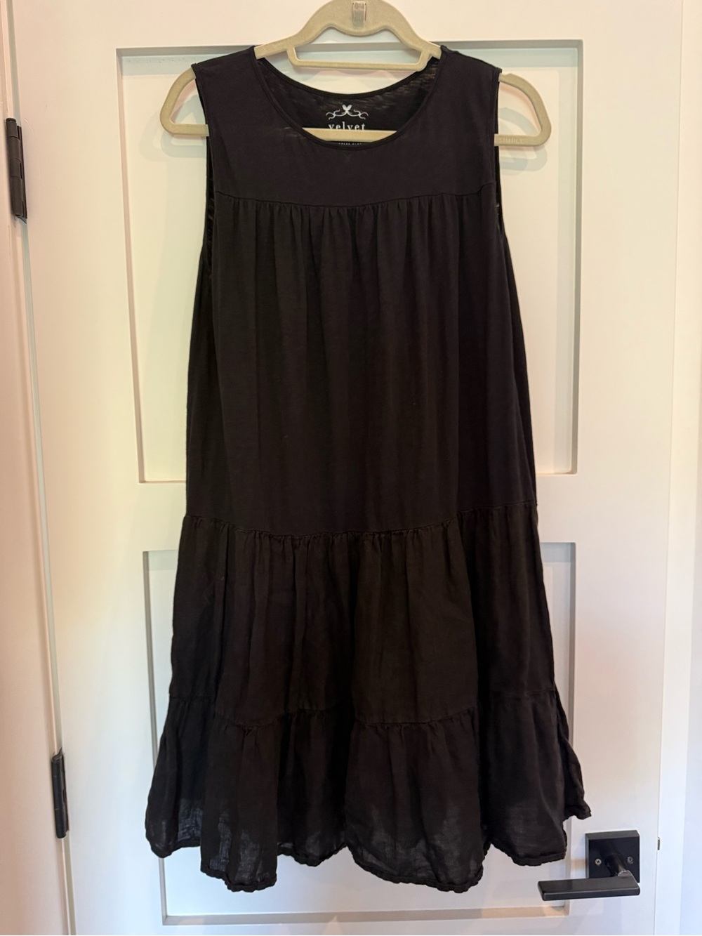 Velvet Black Sleeveless Tiered A-Line Dress